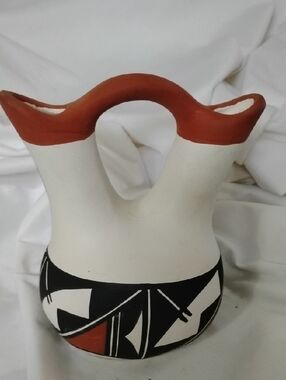Native American Acoma Pueblo Geometric Pattern wedding vase Sanchez